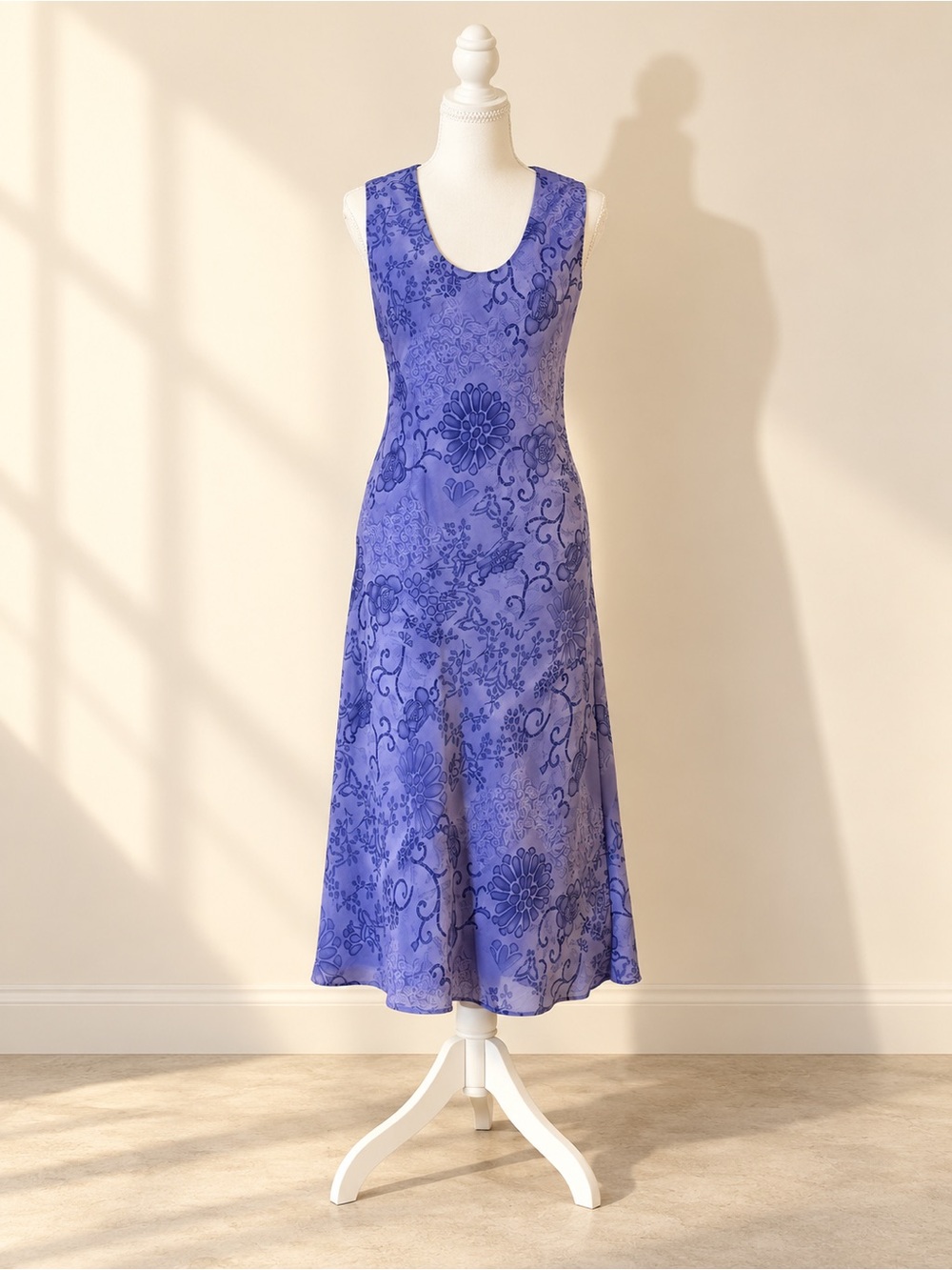 Vintage Dressbarn Purple Floral Midi Dress Size 10